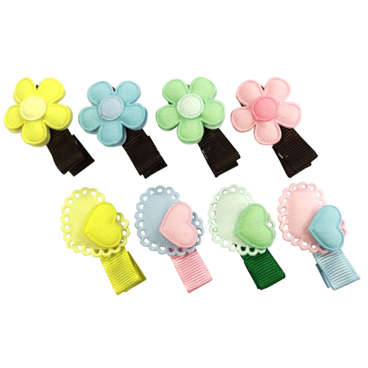 Wrapables Dress up Daisies and Hearts Spring Hair Clips, Set of 8